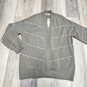 Les Serein Stitch Fix Petunia Open Cardigan Sweater Olive Green Women's Large